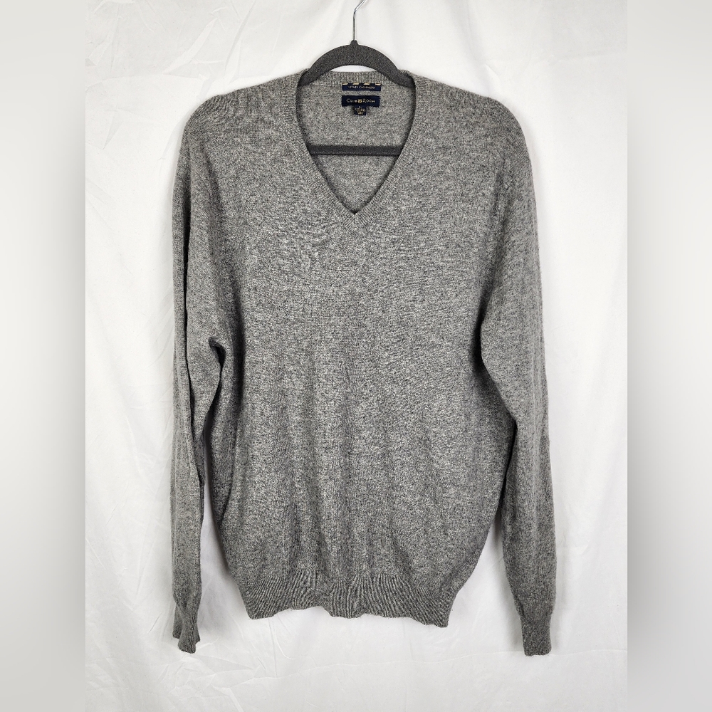 Club Room Estate Cashmere Size L Gray 2 Ply 100% Cashmere Men Sweater